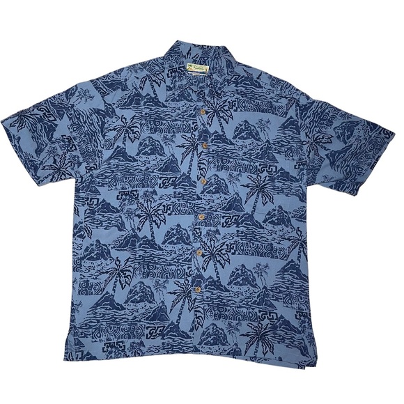 Kahala 100% silk Hawaiian style button down shirt men’s size L - Picture 8 of 8